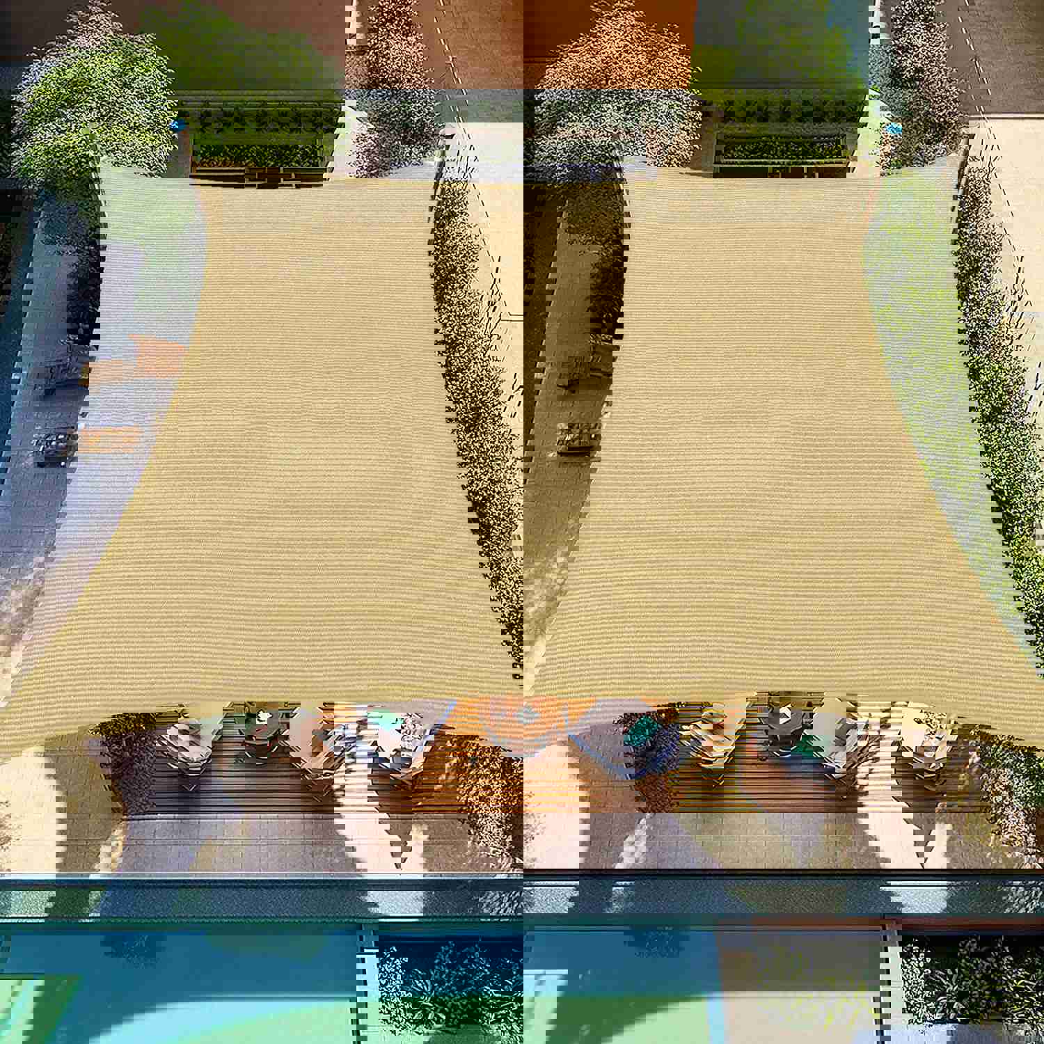 Sun Canopy Shade Sail 12x16 Rectangle UV Block for Patio Deck Yard and Outdoor Activities Sand