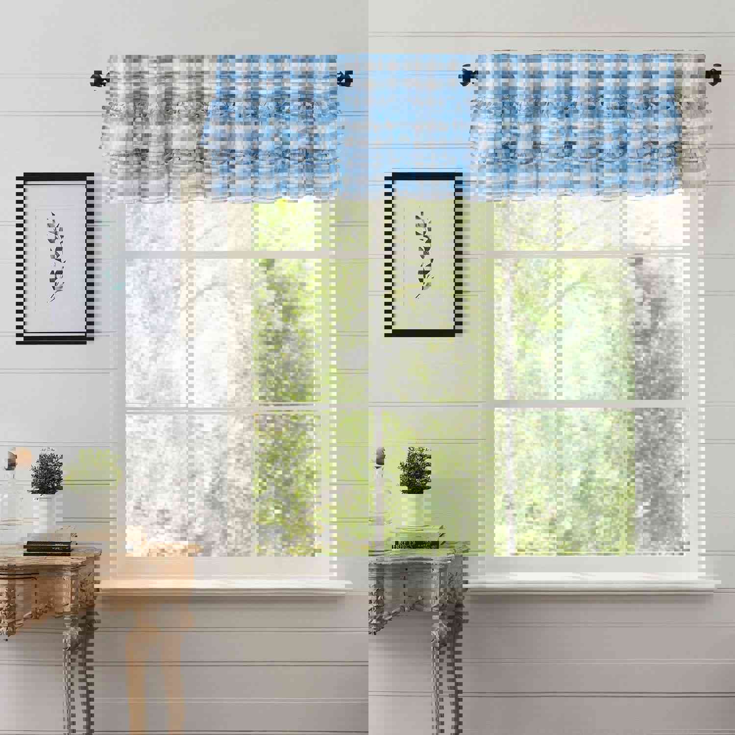 Annie Blue Buffalo Check Ruffled Lined Valance 72