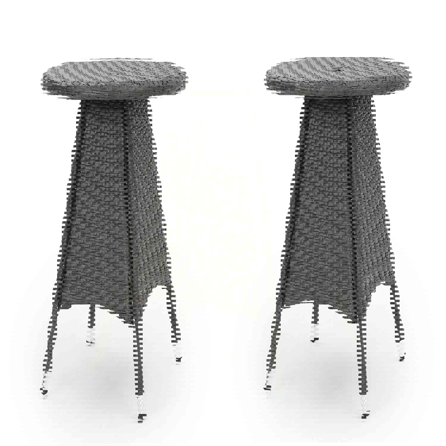 Bristle Outdoor Round Gray Wicker Bistro Table with Umbrella Hole