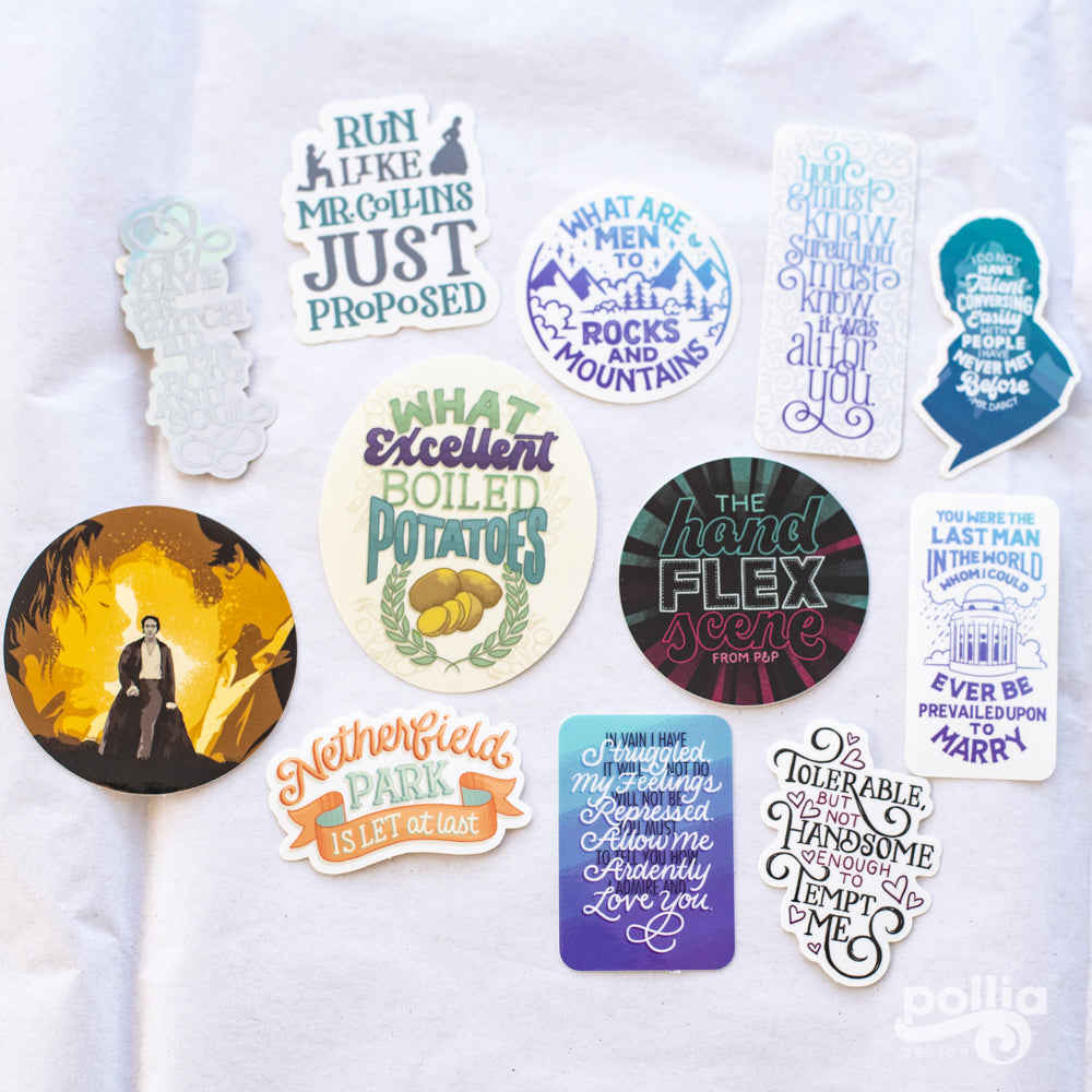 Pride and Prejudice Sticker Set - 12 Unique Designs