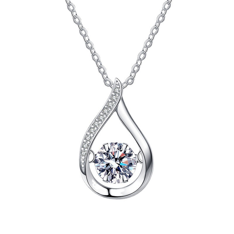 Women's Sterling Silver Pendant Moissanite Necklace