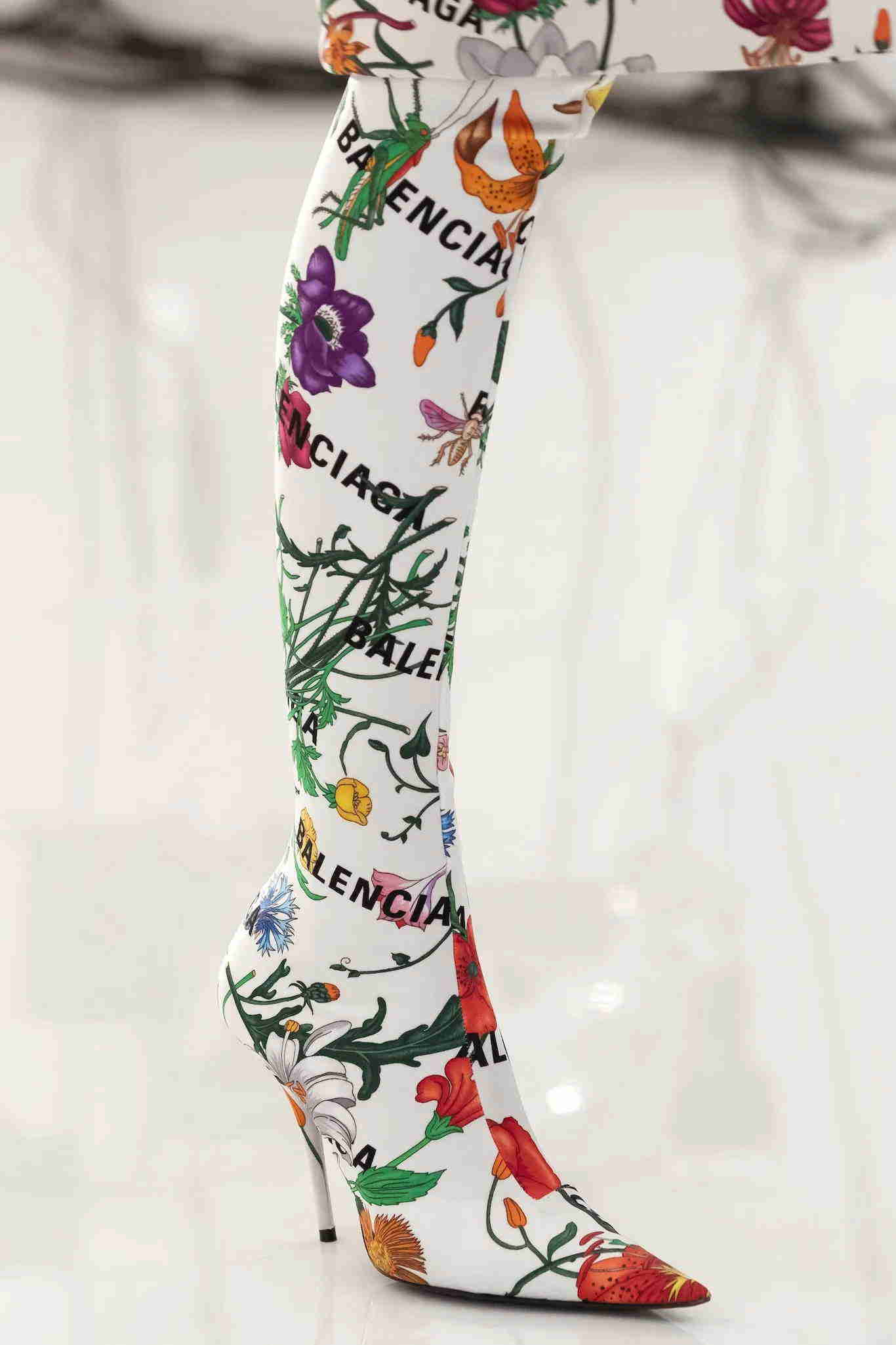 GU vs *BAL Boots High Above Knee with 3 Style Flowers Stretch - 8.5CM Heels