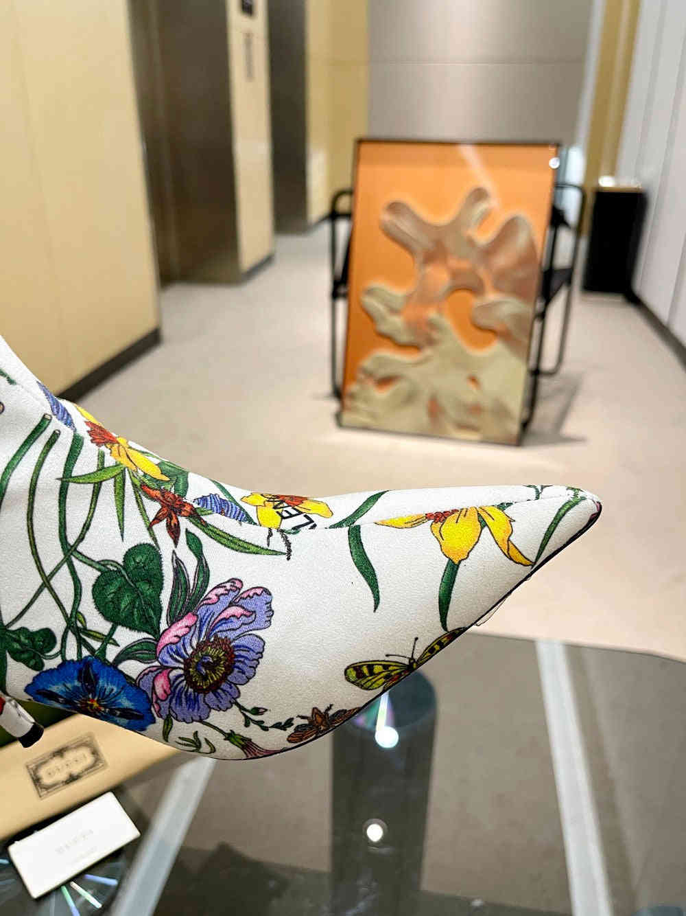 GU vs *BAL Boots High Above Knee with 3 Style Flowers Stretch - 8.5CM Heels