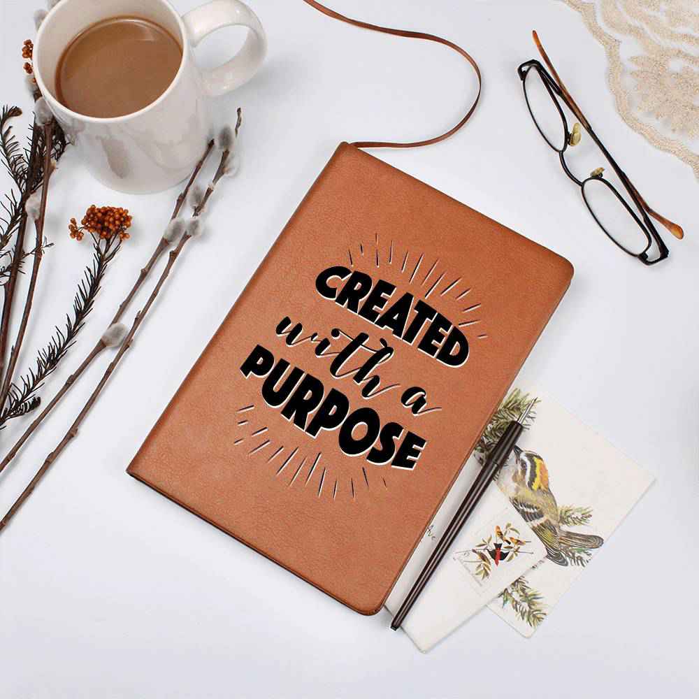 Christian Notebook - Created With A Purpose - Inspirational Leather Journal