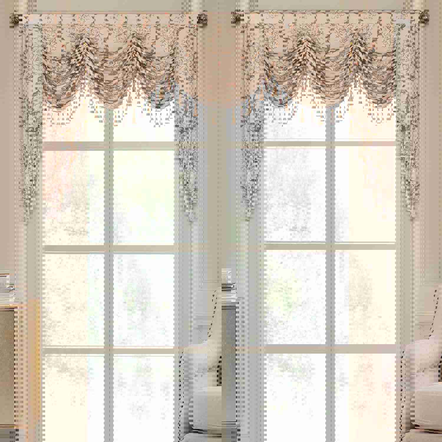 Mika Swag Valance - Elegant Window Decoration with Floral Pattern
