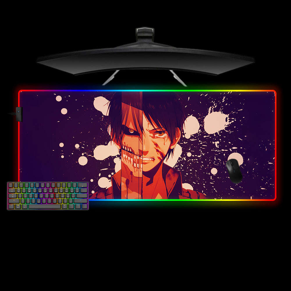 Eren Titan Design RGB Gaming Mouse Pad with LED Strip for Enhanced Gaming Experience