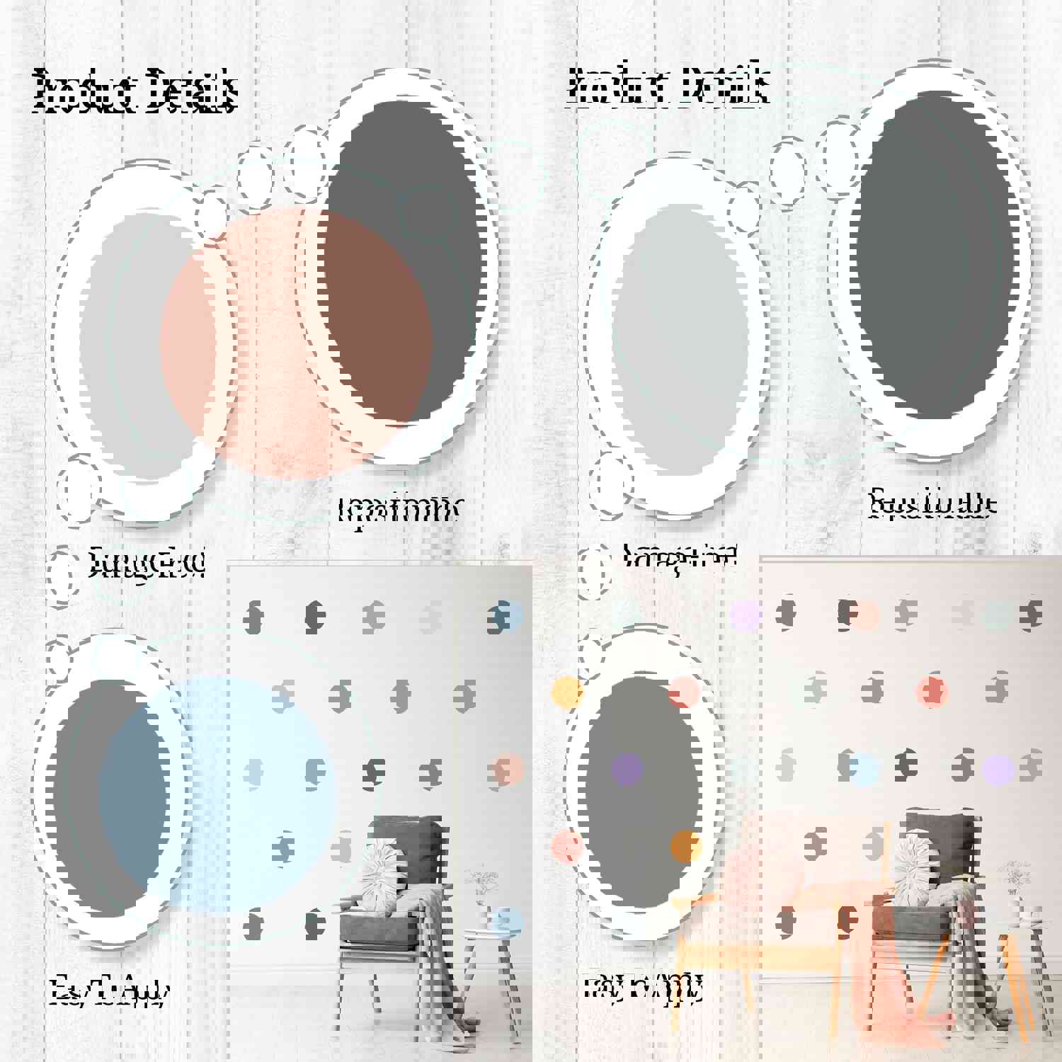 Neutral Polka Dots 3 Wall Decals for Girls Bedroom