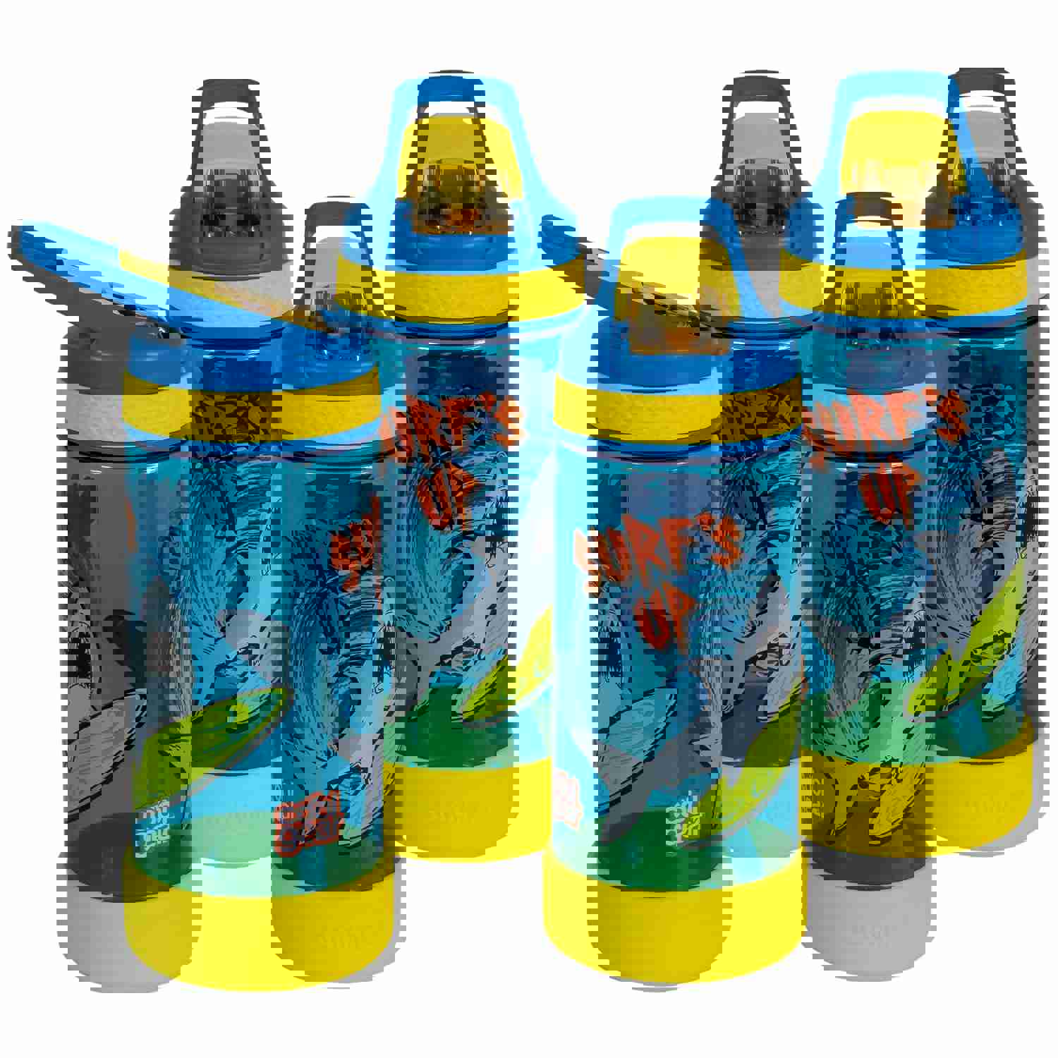 COOL GEAR 4-Pack Kids 16 oz System Sipper Water Bottle with Freezer Gel Stick