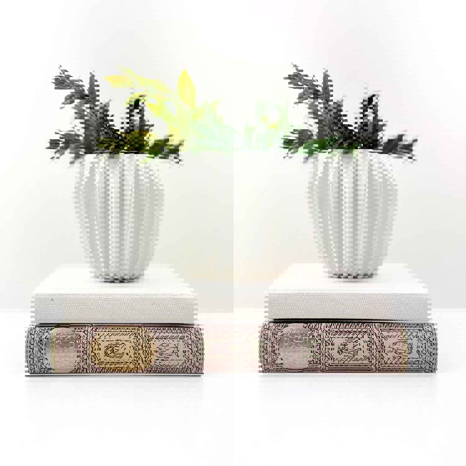 Cream and Red Decorative Book Set for Home Decor