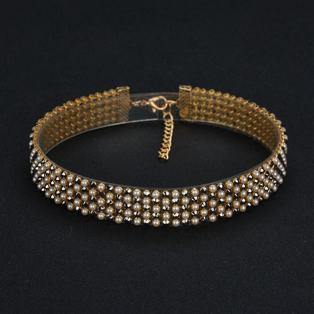 MissCyCy Elegant Wide Crystal Rhinestone Choker Necklace for Women