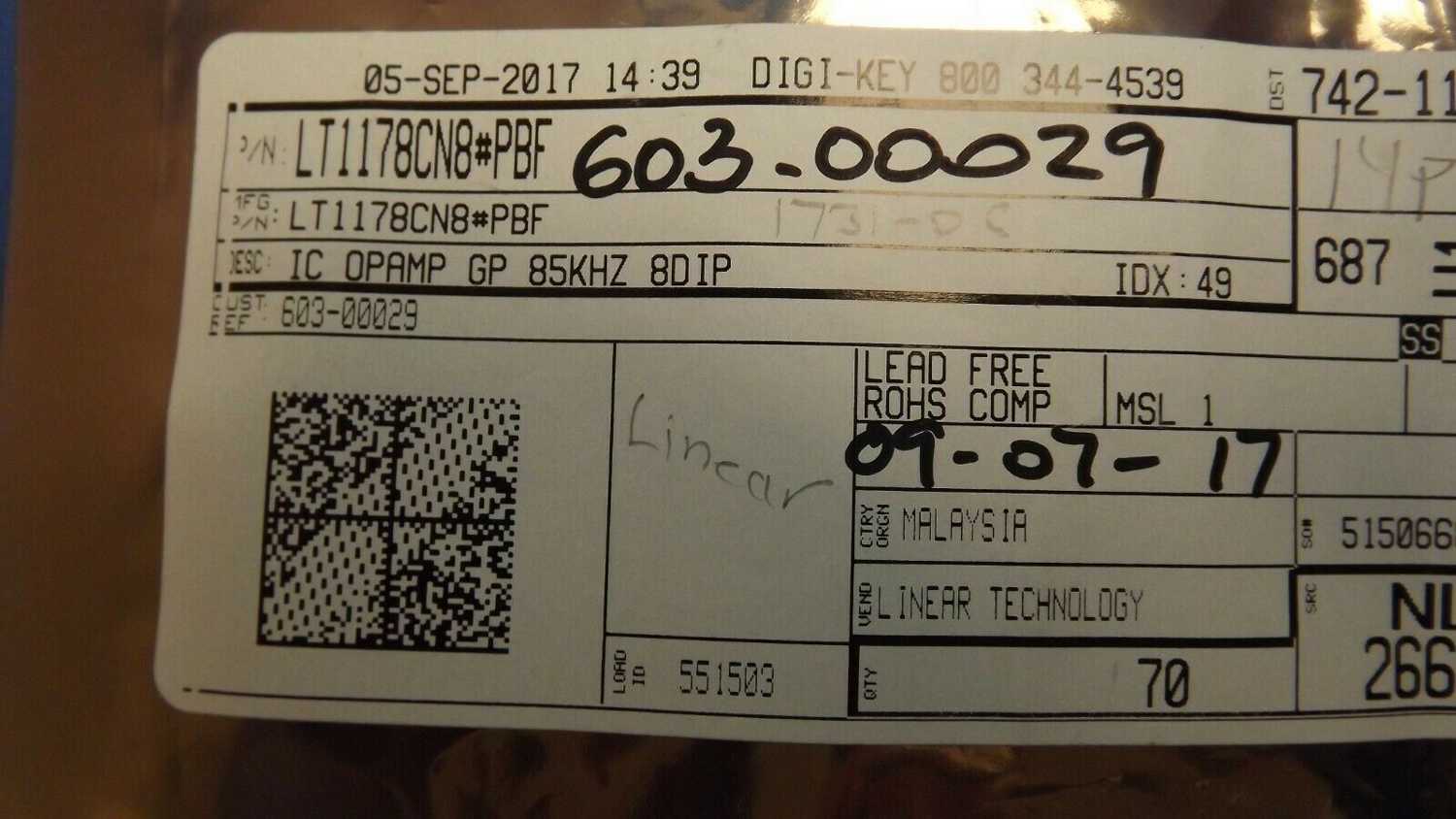 2PCS LT1178CN8#PBF Linear Technology IC OPAMP GP 85KHZ 8DIP