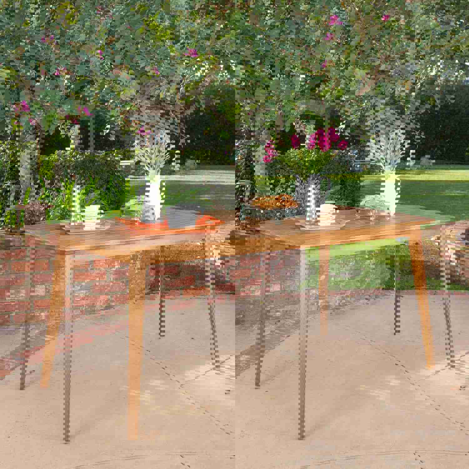 Cote Teak Finish Acacia Wood Outdoor Dining Table