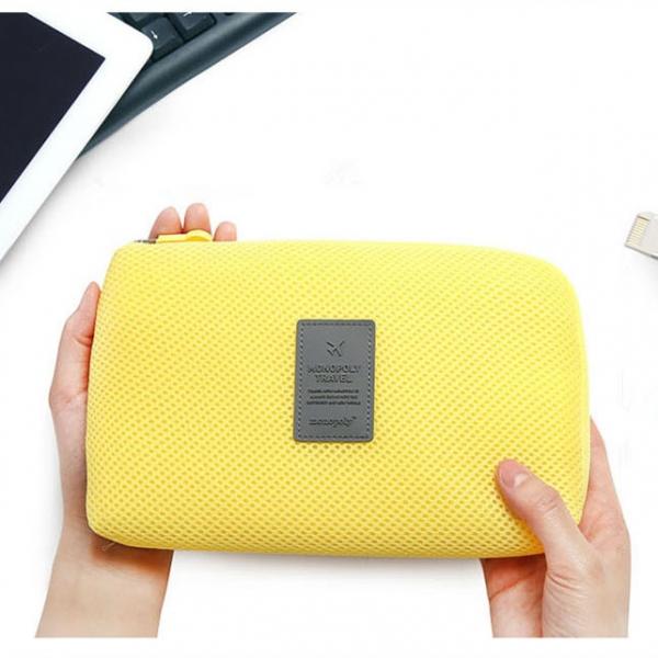 Travel Shockproof Storage Bag for Electronic Accessories - Yellow (Large)