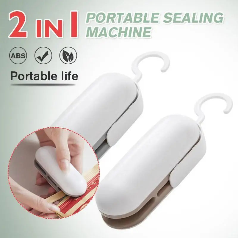 2 IN 1 Portable Sealing Machine - Mini Bag Sealer for Kitchen Storage