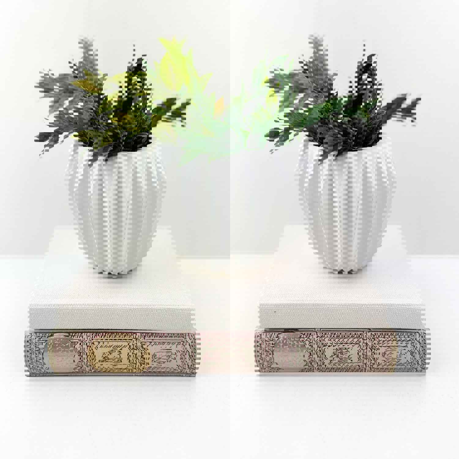 Cream and Red Decorative Book Set for Home Decor