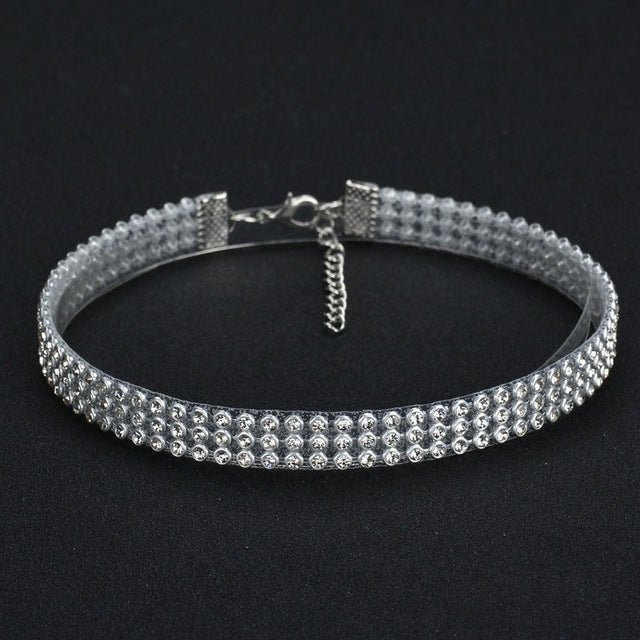 MissCyCy Elegant Wide Crystal Rhinestone Choker Necklace for Women