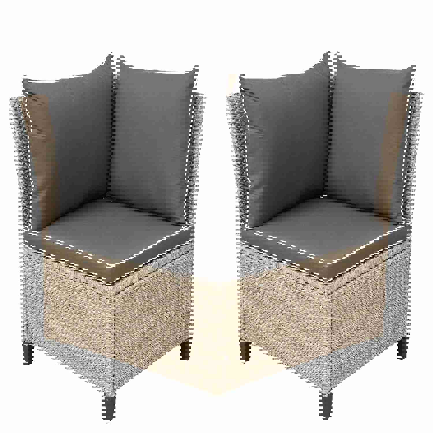 TOPMAX 6-Piece Outdoor Patio Furniture Set - Wicker Rattan Sectional Sofa with Table and Benches