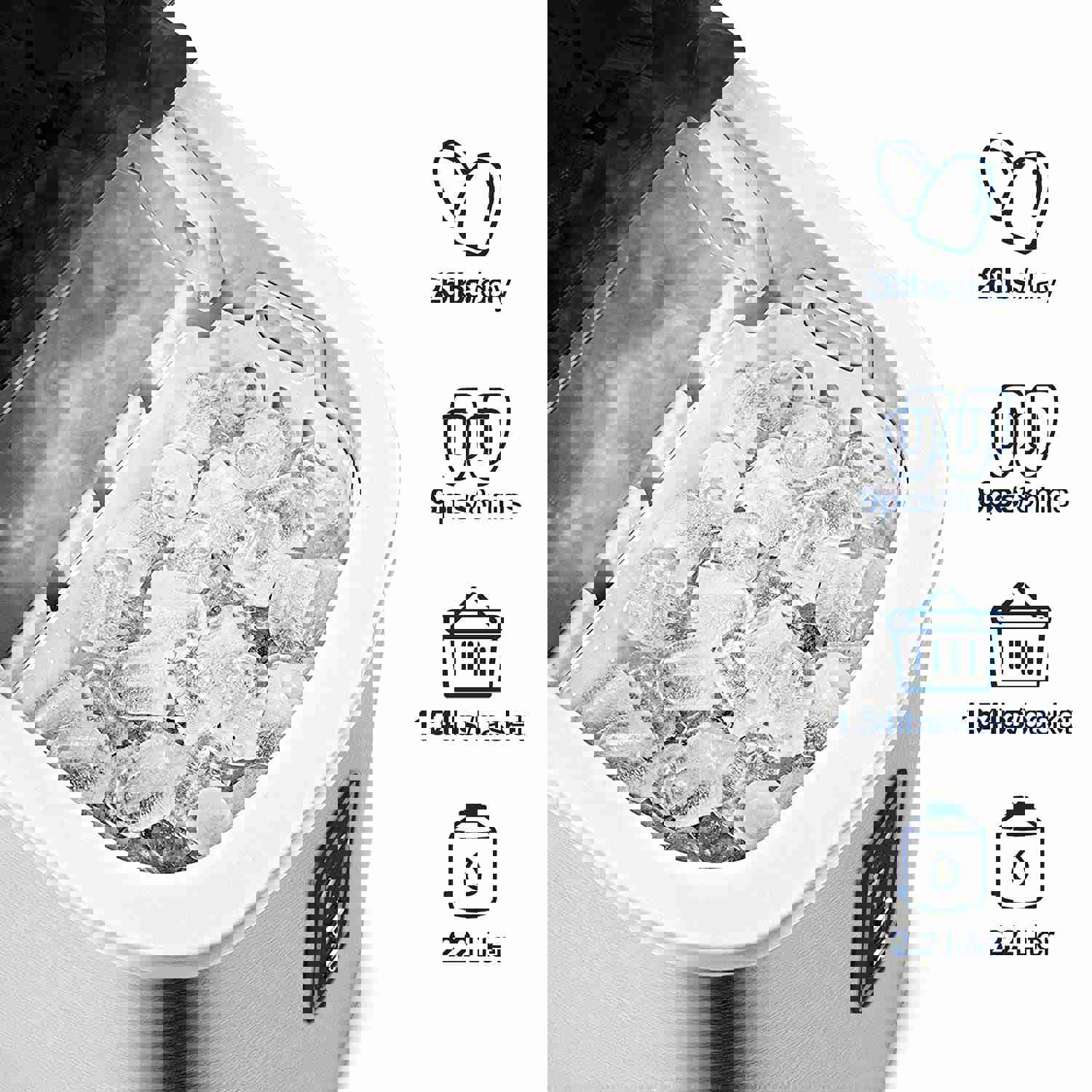 EUHOMY Countertop Ice Maker Machine, 26 Lbs Daily, 9 Cubes in 8 Mins, Compact with Scoop & Basket - Silver