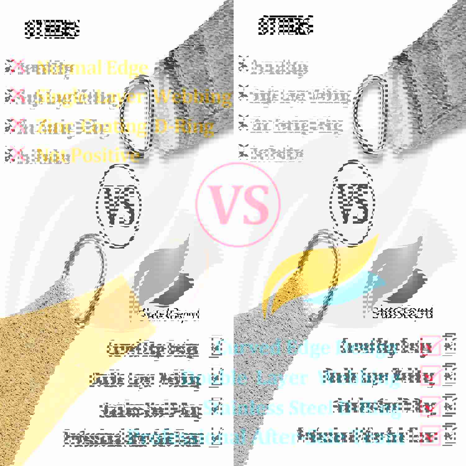 Sun Canopy Shade Sail 12x16 Rectangle UV Block for Patio Deck Yard and Outdoor Activities Sand