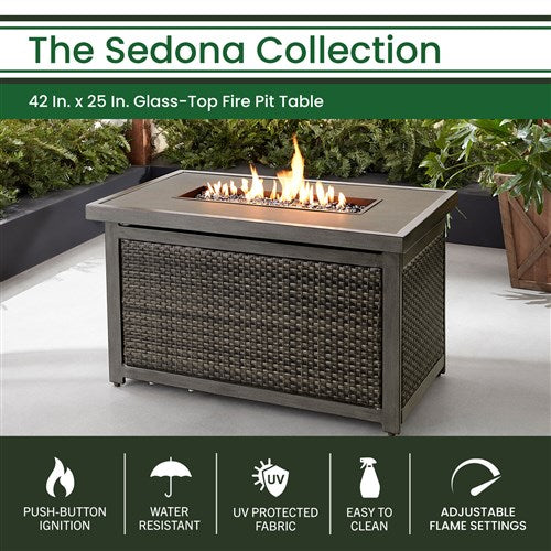 Hanover - Sedona Rectangle KD Gas Slat Top Fire Pit - Gas Fire Pit - SEDFP-REC