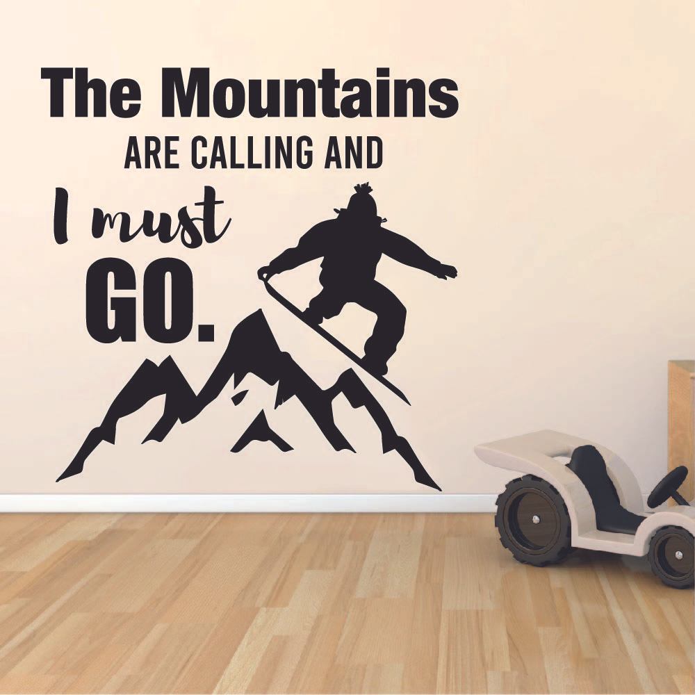 Skiing Quotes Vinyl Wall Sticker Art Wall Decal - Mountains are Calling Skiing Ski Motivation Quote