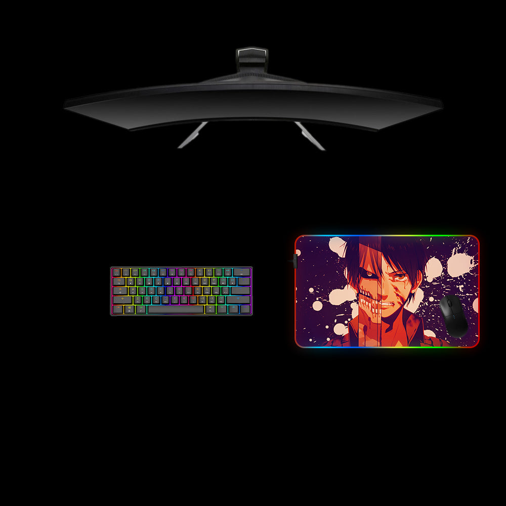 Eren Titan Design RGB Gaming Mouse Pad with LED Strip for Enhanced Gaming Experience