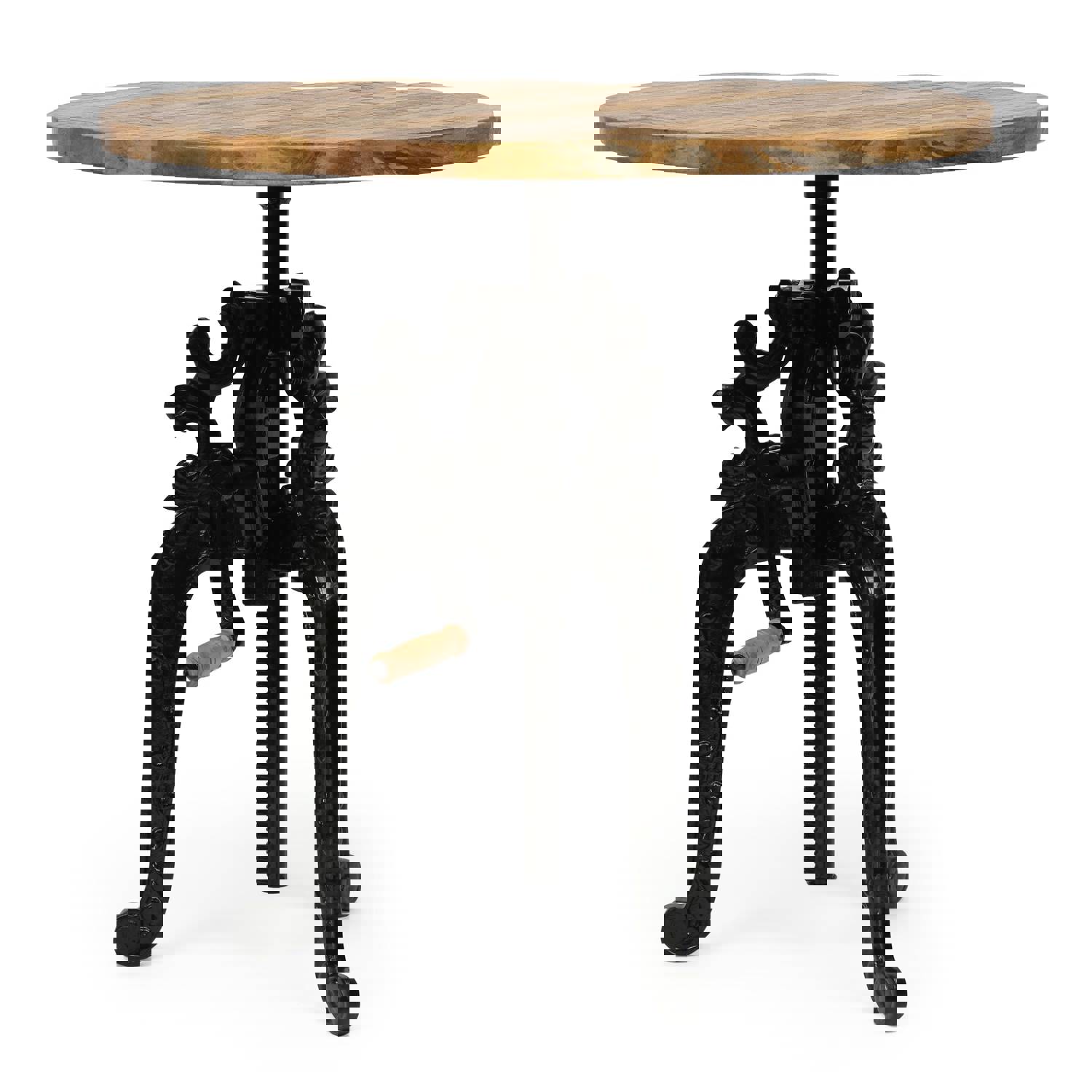 Handcrafted Mango Wood Adjustable Height Bistro Table for Outdoor Use