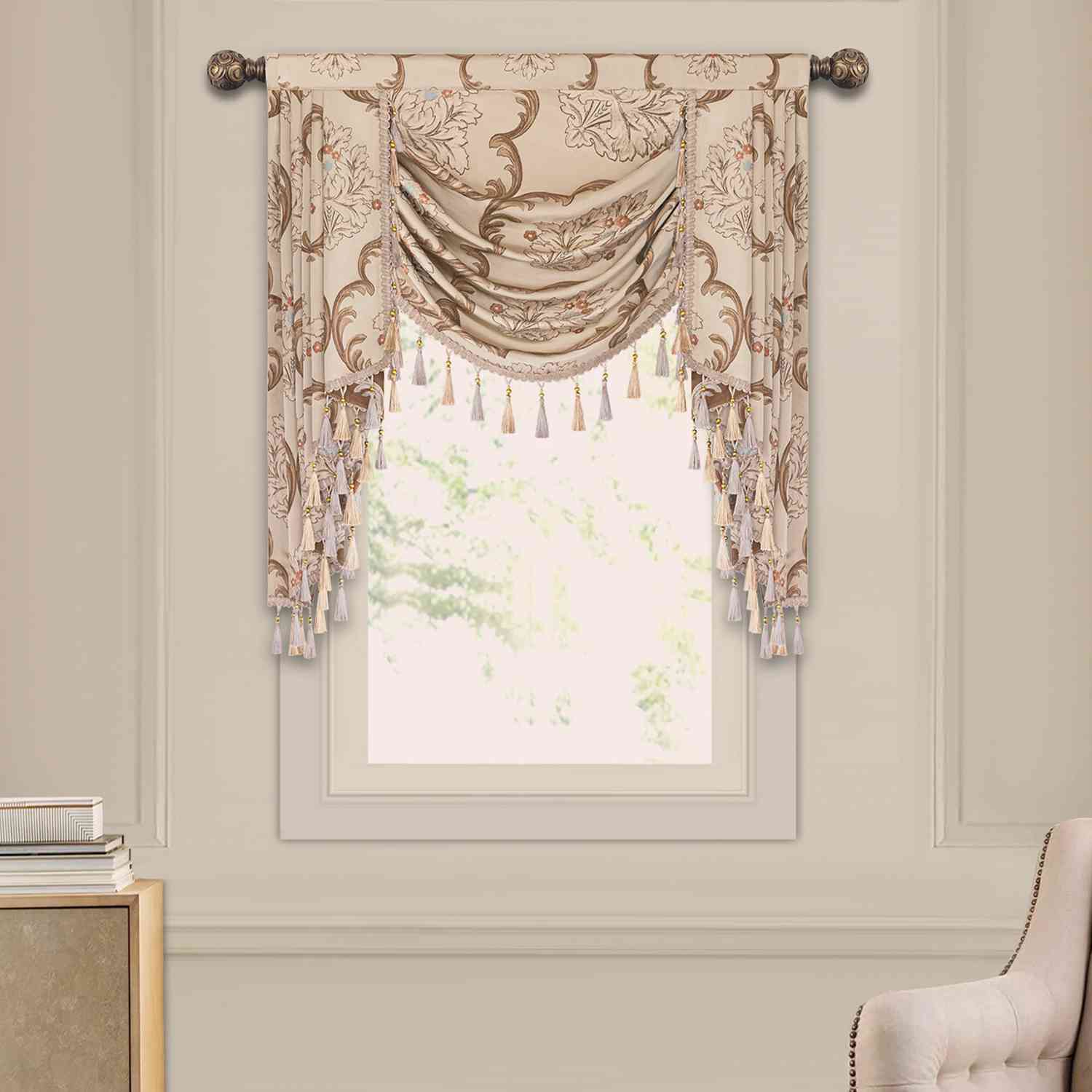 Mika Swag Valance - Elegant Window Decoration with Floral Pattern