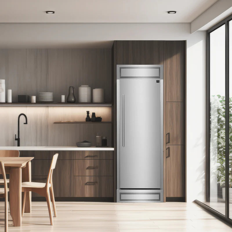 FORNO Maderno 32-Inch 13.6 cu.ft. Right Swing Convertible Refrigerator/Freezer Built-In with Decorative Grill Trim