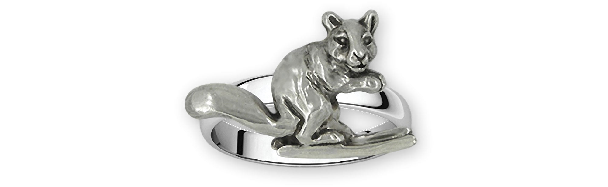 Handmade Sterling Silver Skiing Squirrel Ring SQ8-R