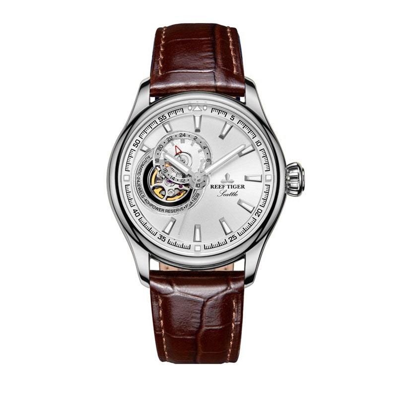 Reef Tiger Automatic Tourbillon Luxury Watch for Men - Stainless Steel Case & Sapphire Crystal