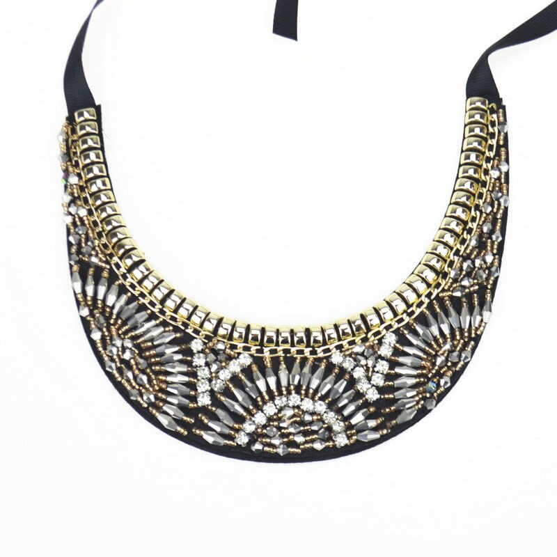 Trendy Women's Statement Crystal Collar Necklace - Handmade Geometric Choker