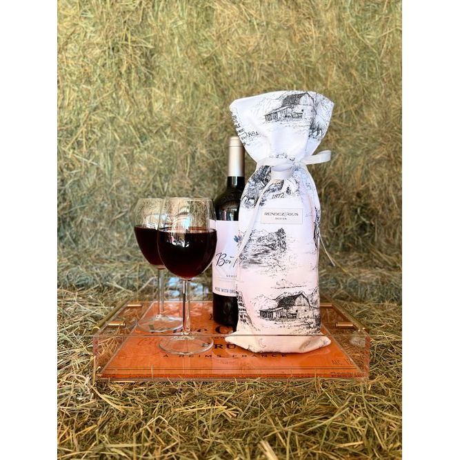 Jackson Hole Toile Wine Bag - Luxe Wine & Whiskey Gift Bag
