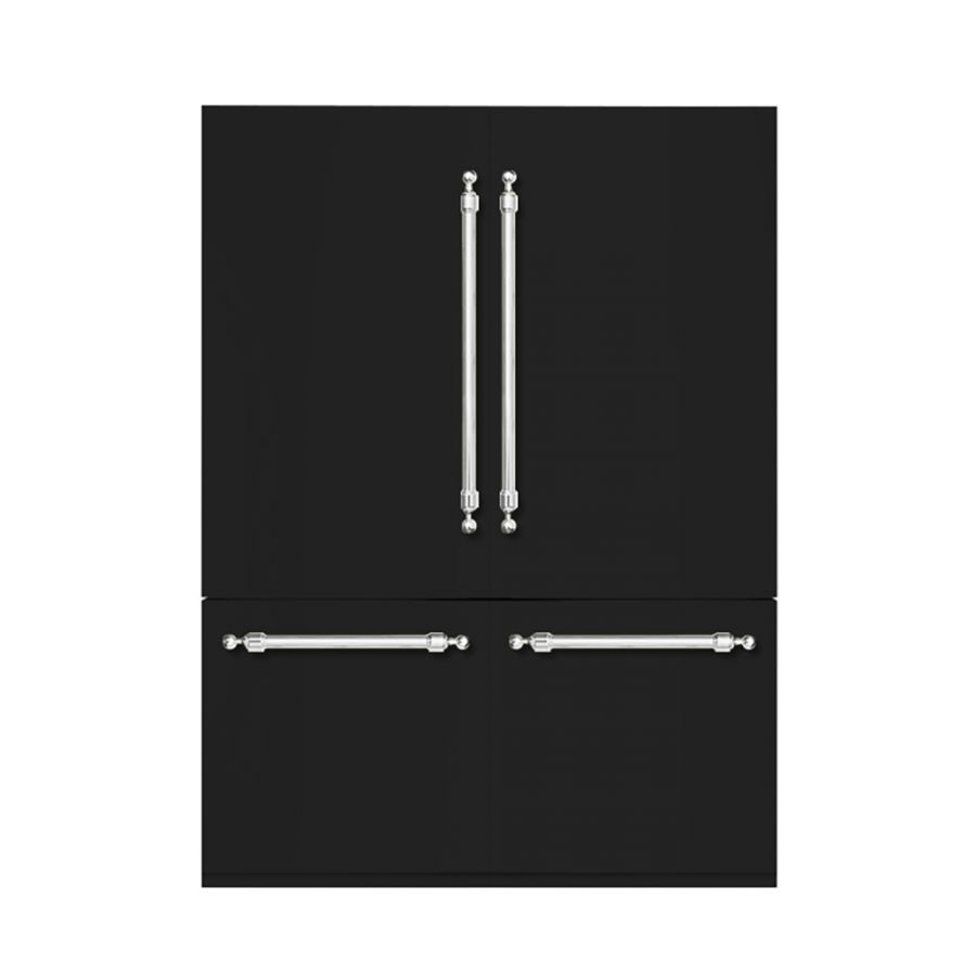 Hallman 60" Built-In Refrigerator with Internal Water and Ice Dispenser, Bottom Mount Freezer, Classico Chrome Trim