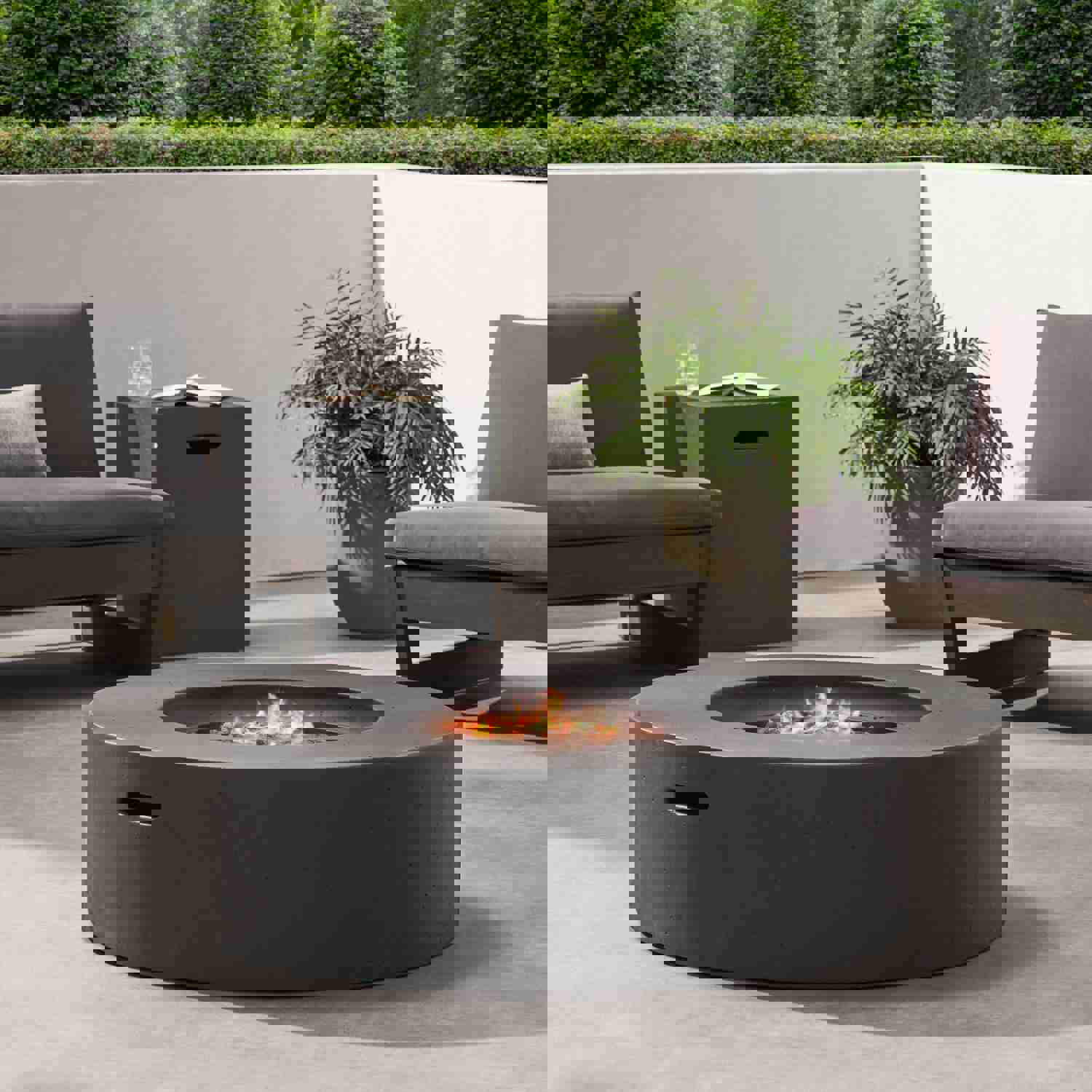 Hearth Circular 50K BTU Outdoor Gas Fire Pit Table with Tank Holder