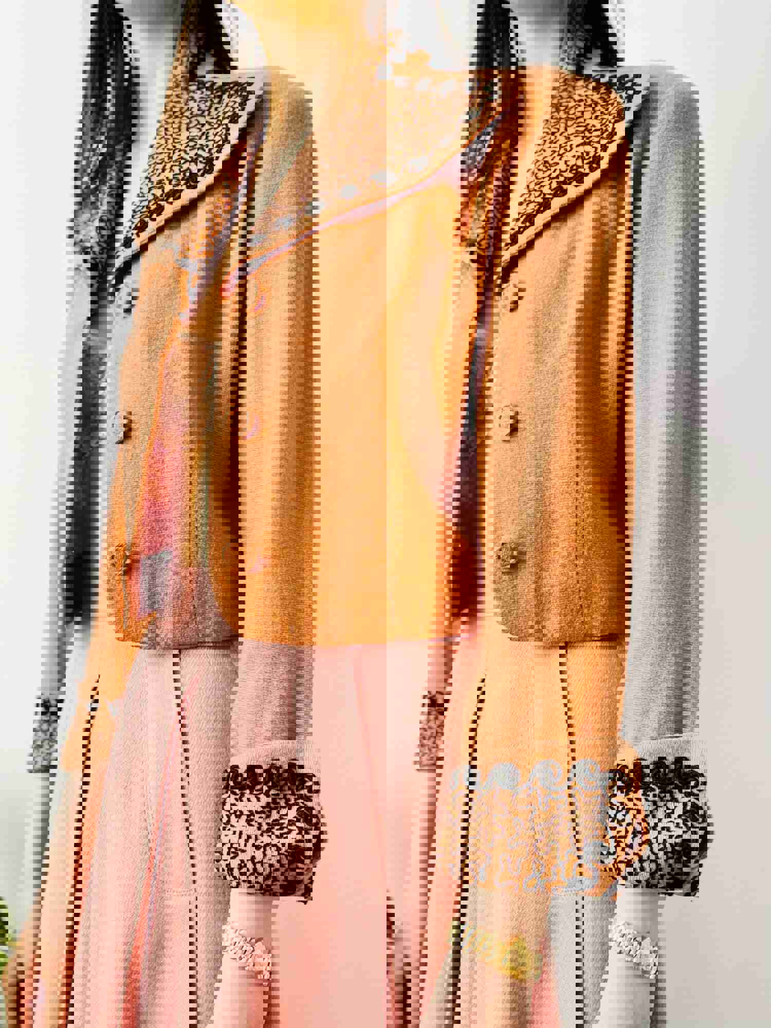 Vintage 1930s Apricot Color Jacket with Black Soutache