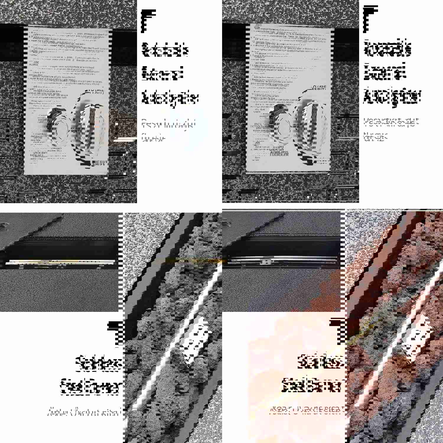 Essential Lounger 42 Inch Fire Pit Table, 50,000 BTU Rectangle Propane Gas Fire Pit