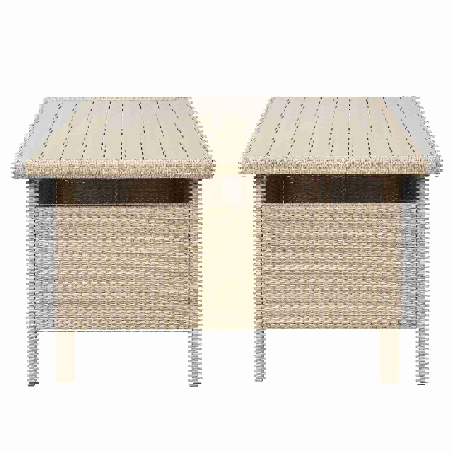 TOPMAX 6-Piece Outdoor Patio Furniture Set - Wicker Rattan Sectional Sofa with Table and Benches