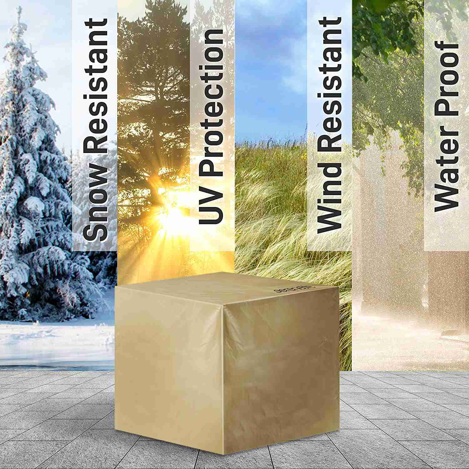 SereneLife Outdoor Propane Gas Fire Table with Rattan-Look Steel Panel