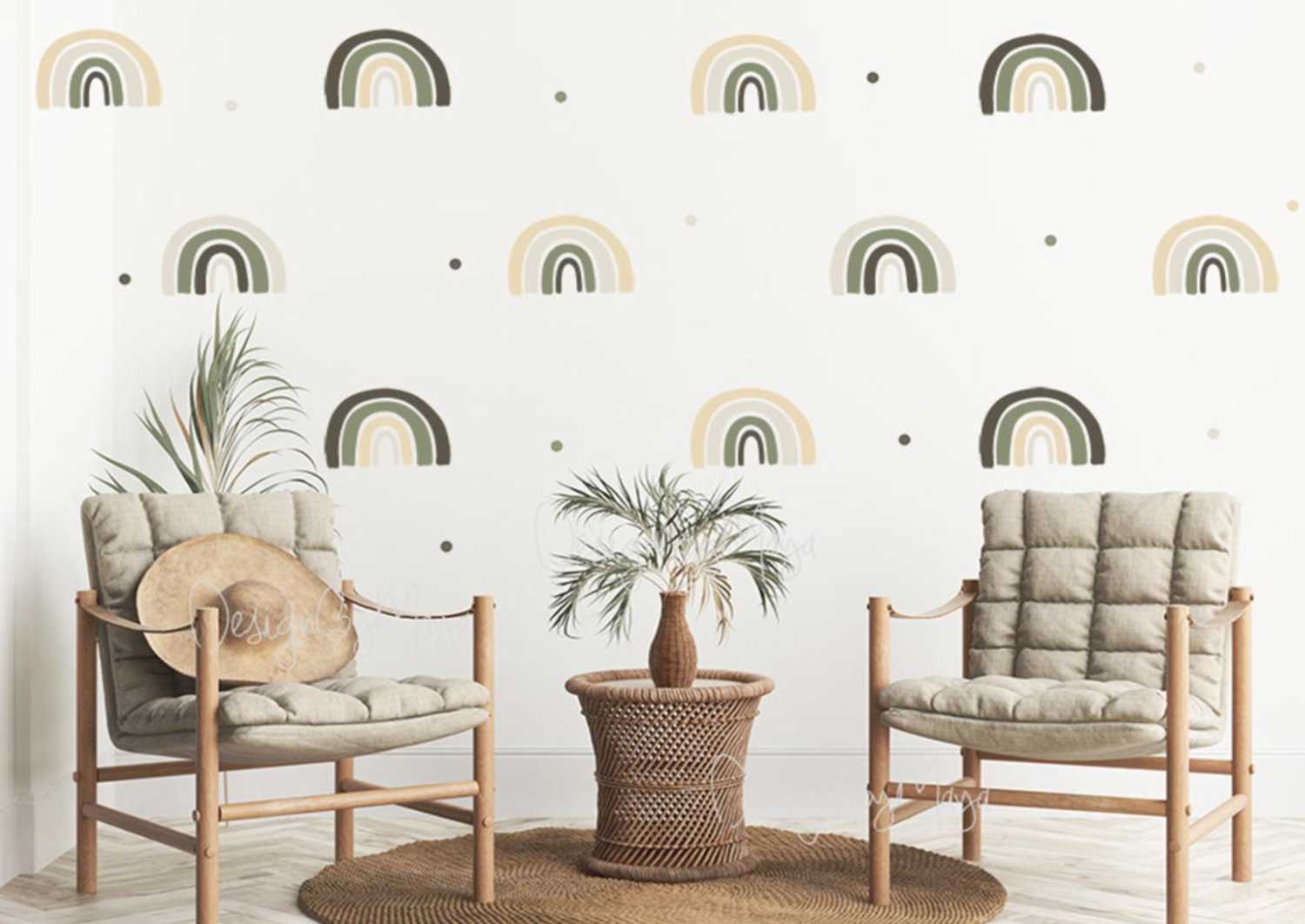 Earth Toned Rainbows - Fabric Nursery Wall Art Decals for Baby Rooms