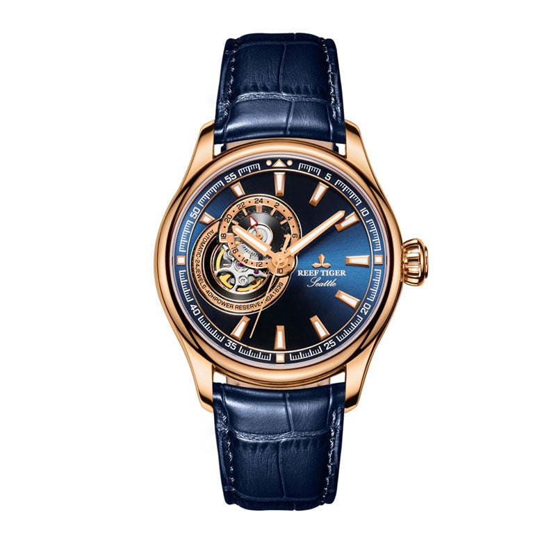 Reef Tiger Automatic Tourbillon Luxury Watch for Men - Stainless Steel Case & Sapphire Crystal