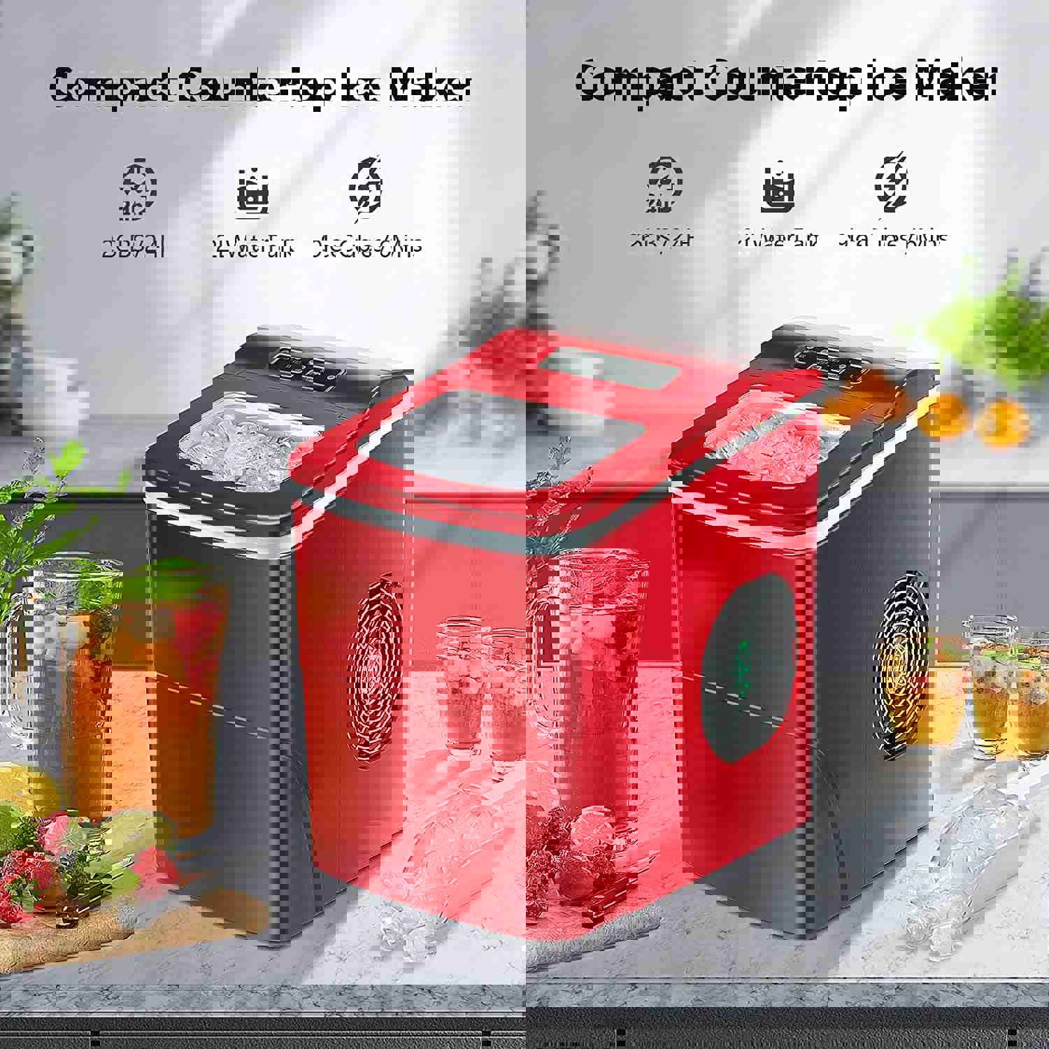 Compact Automatic Counter Top Ice Maker Machine - 9 Cubes in 6-8 Minutes