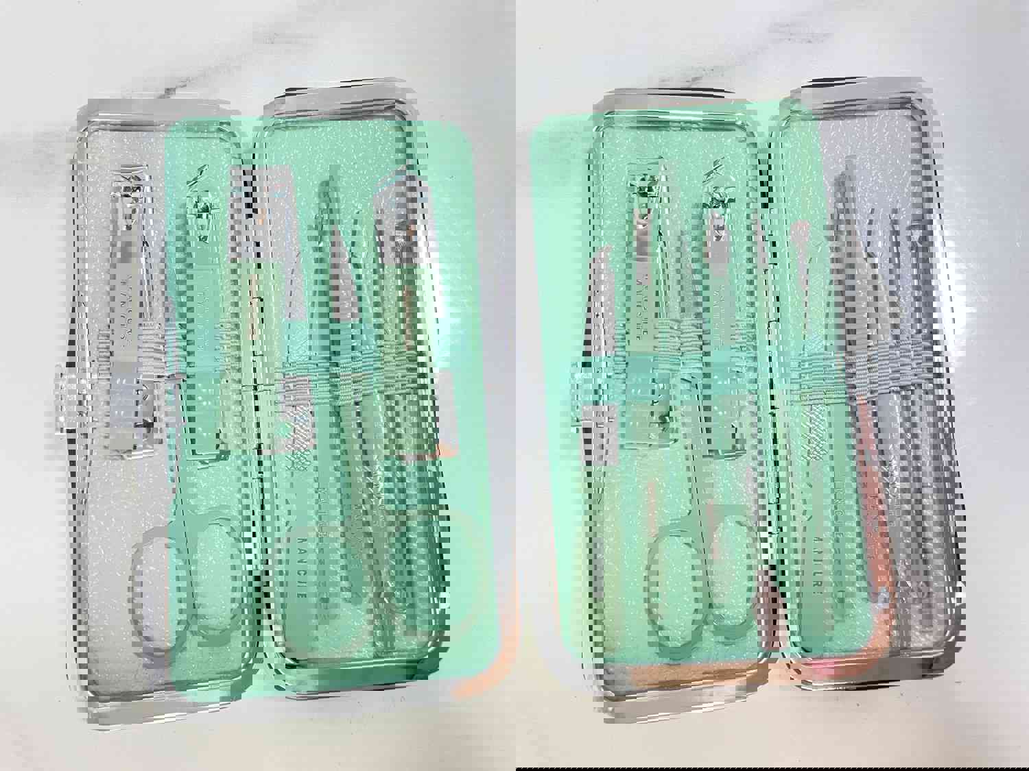 HOHOBLA Manicure Sets - 9pcs Stainless Steel Travel Mini Nail Clippers Kit Pedicure Care Tools (Green)