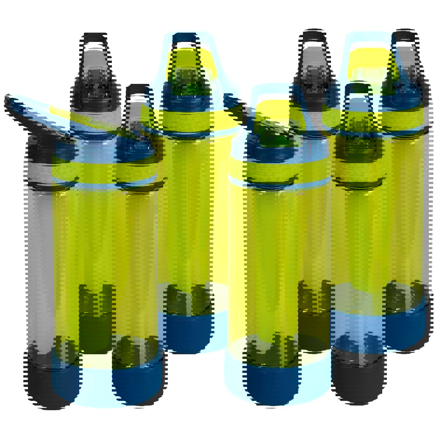 COOL GEAR 4-Pack Kids 16 oz System Sipper Water Bottle with Freezer Gel Stick