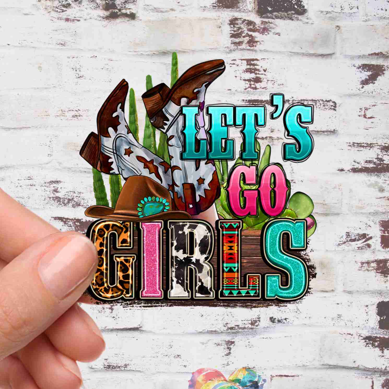 Lets Go Girls UV DTF Decal 3x3.5 Inches - Vibrant and Durable