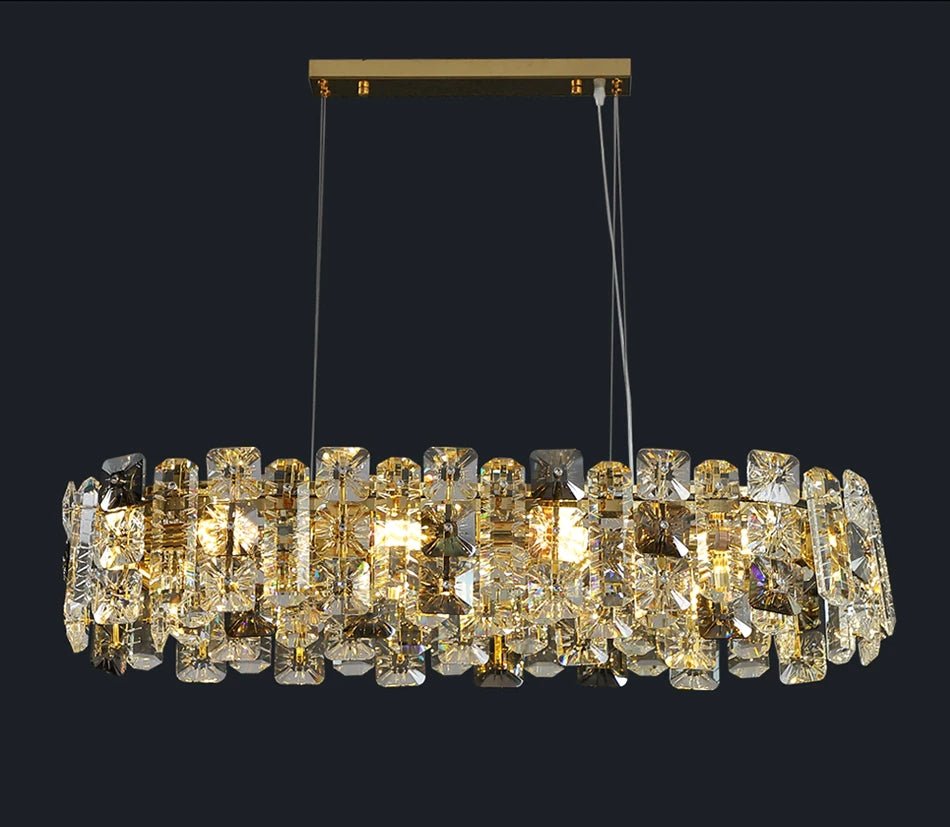 MIRODEMI® Gold Oval Luxury Crystal Hanging Chandelier for Dining Room, Kitchen Island