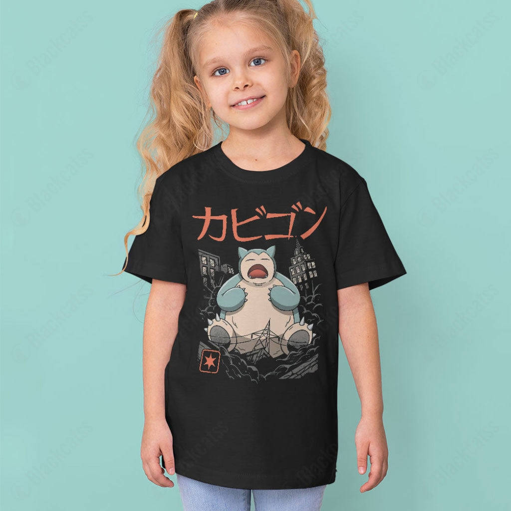PKM Snorlax Sleeping Kaiju Kid Custom Graphic T-Shirt