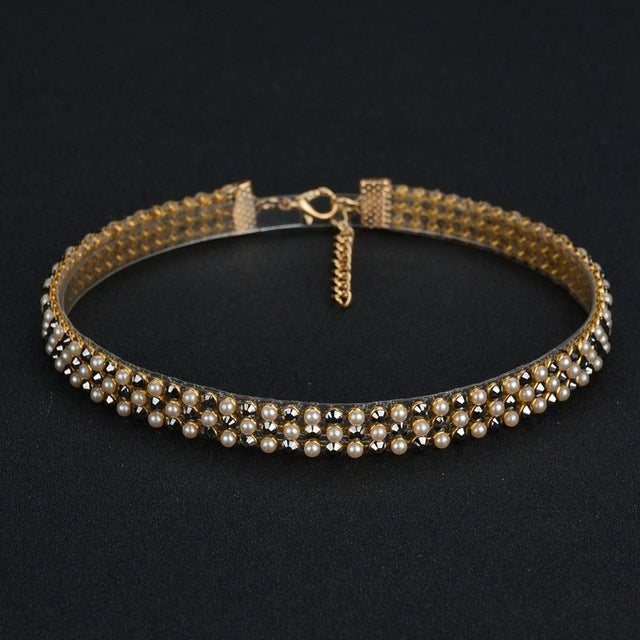 MissCyCy Elegant Wide Crystal Rhinestone Choker Necklace for Women