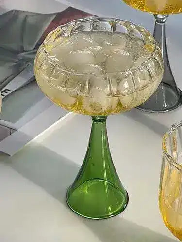 Vintage Inspired Colored Pleated Wine Glass