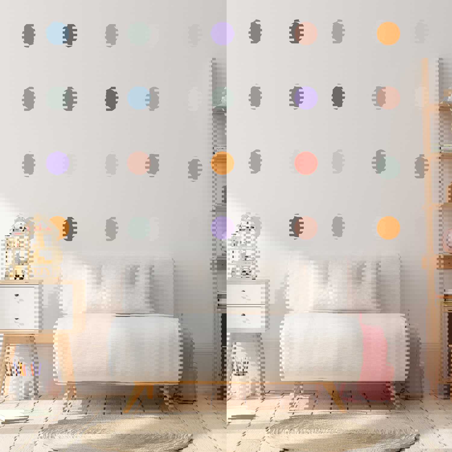 Neutral Polka Dots 3 Wall Decals for Girls Bedroom